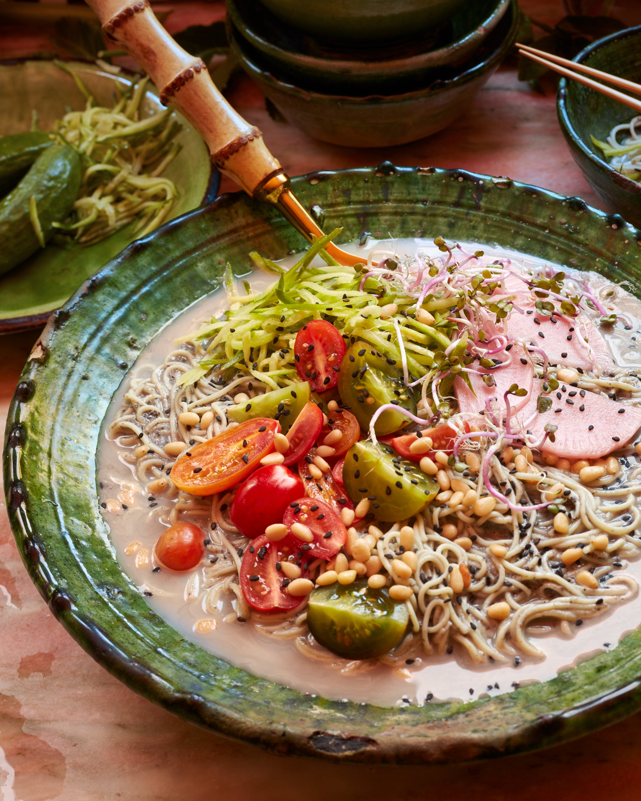 Sprouted Cold Black Sesame Soy Milk Noodles – Flamingo Estate