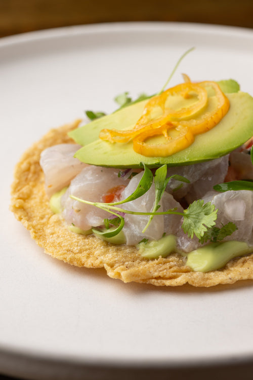 Halibut Ceviche Tostadas (Holbox Style)