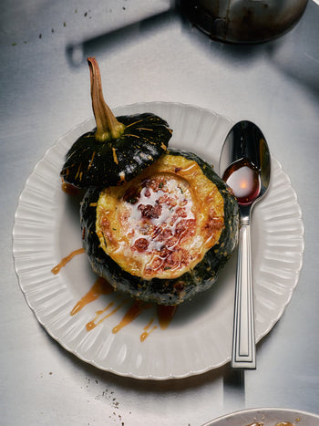 Wild Mushroom and Bacon Stuffed Winter Squash