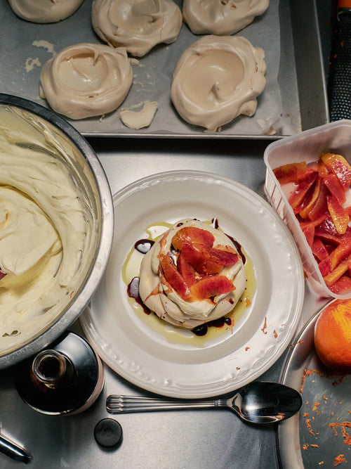 Pavlovas with Blood Orange and Balsamic Vinegar