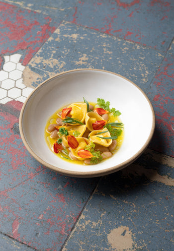 Roast Chicken with California Corona Beans, Green Beans and Eggplant Panzanella with Cilantro & Citrus Dressing