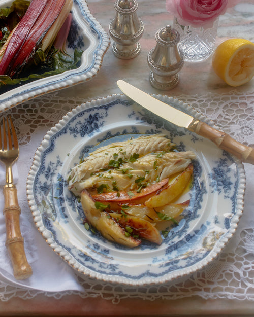 Whole Fish Baked in Salt, Crispy Rosemary Potatoes, Bietola Condito (Chard)