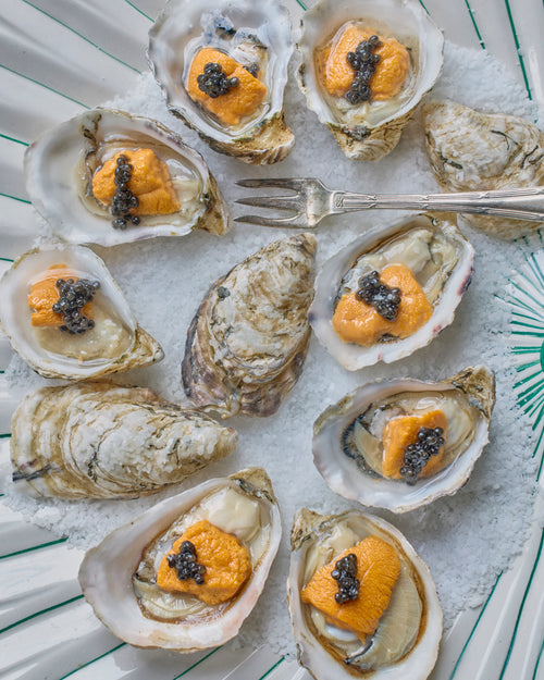 Oysters with Uni & Caviar