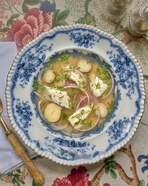 Borscht of Trout and Dill with Red Potatoes