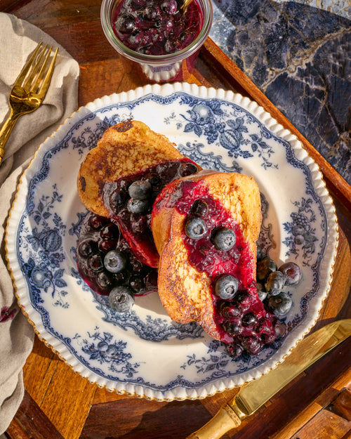 Challah French Toast with Blueberry Compote