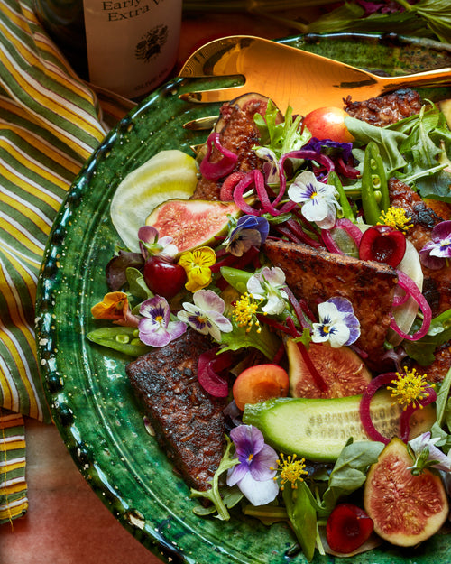 Flower Salad with Figs, Cherries and Watercress and Honey Blossom Dressing