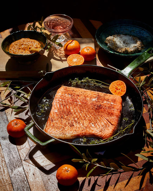 Salmon with Kumquat & Sunflower Seed Risotto