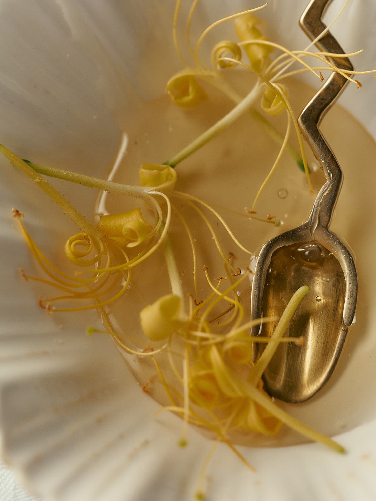 Yellow Dish Presented With A Golden Spoon