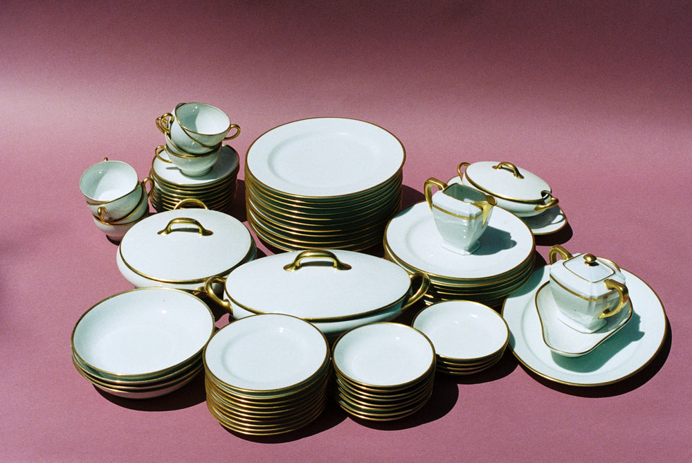 Gold Trimmed China Dinner Set