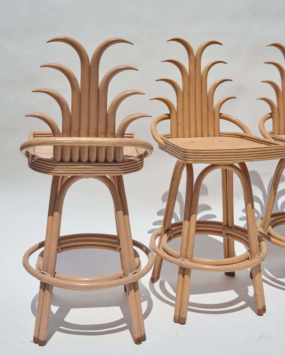 Set of 4 Vintage Bent Rattan 