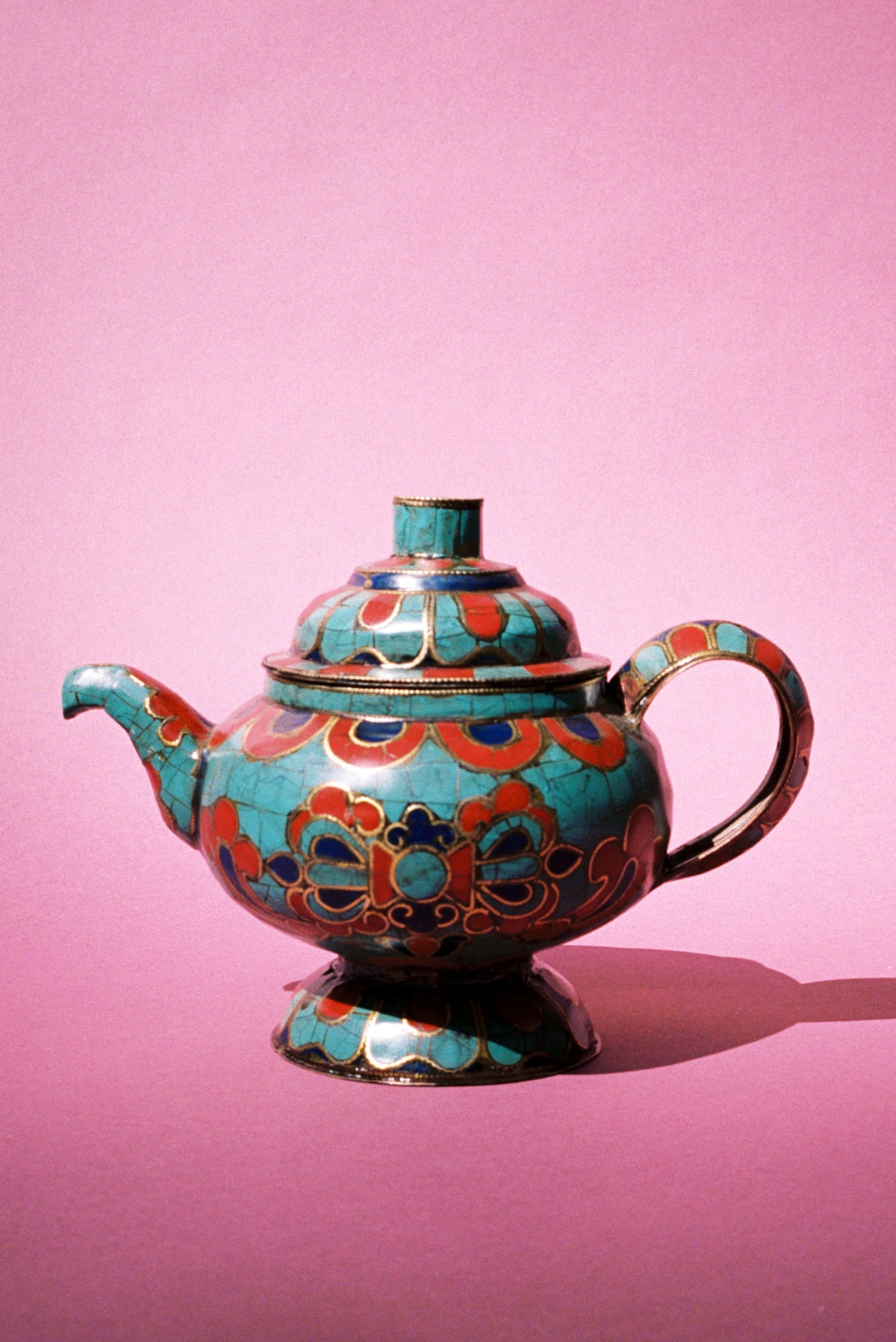 Himalayan “Turquoiseware” & Coral-Inlaid Teapot - Flamingo Estate