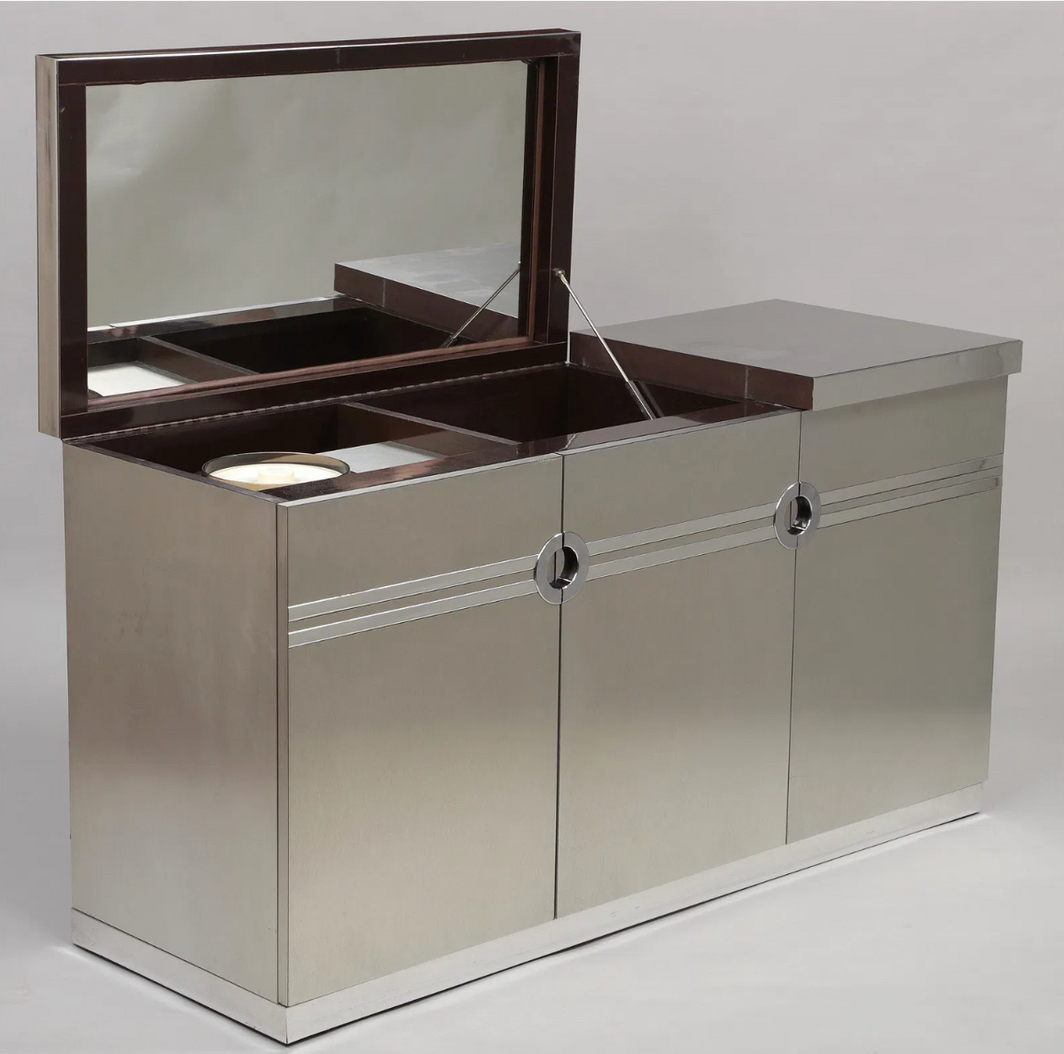 Pierre Cardin Bar Cabinet, Brushed Chrome, 1970s