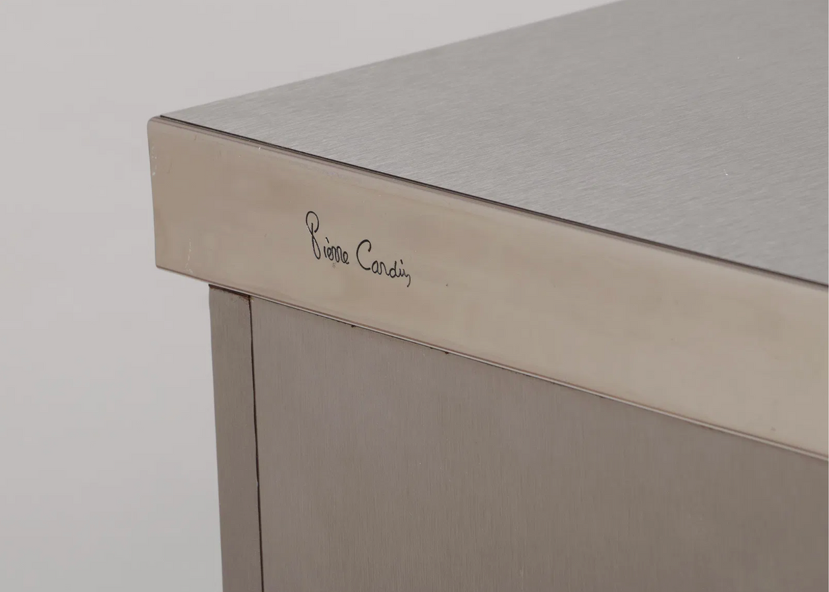 Pierre Cardin Bar Cabinet, Brushed Chrome, 1970s - Flamingo Estate