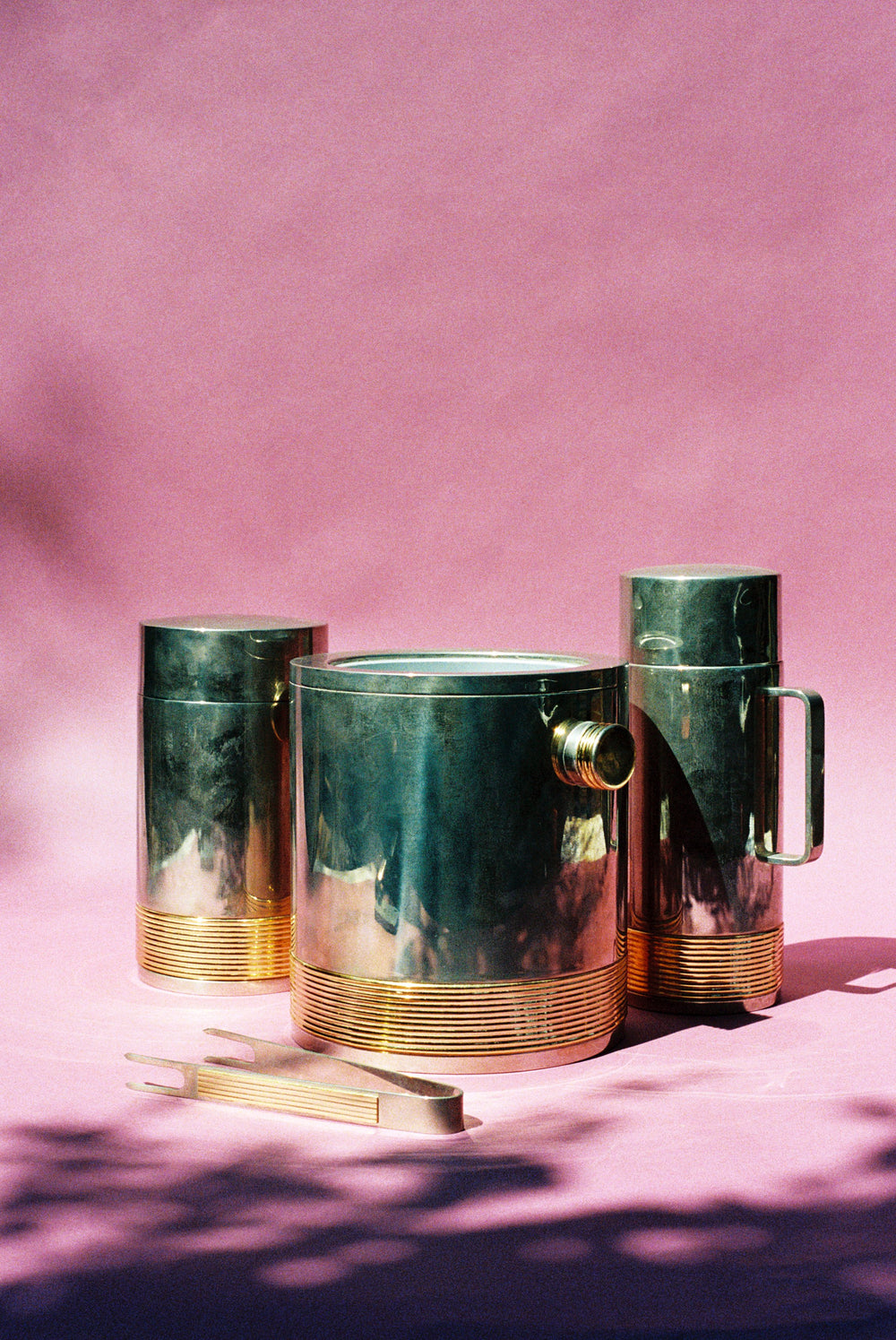 Mid-Century Italian Barware Set — Ice Bucket, Shaker & Tumbler with Tongs