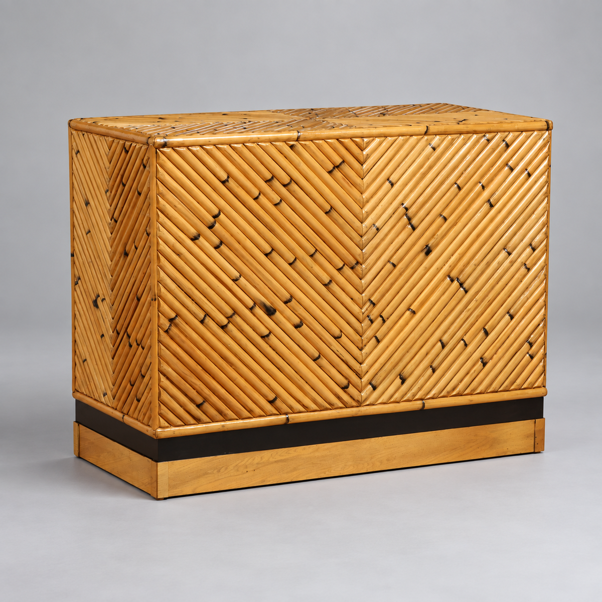 Vintage Bamboo Veneered Console, circa 1970 - Flamingo Estate