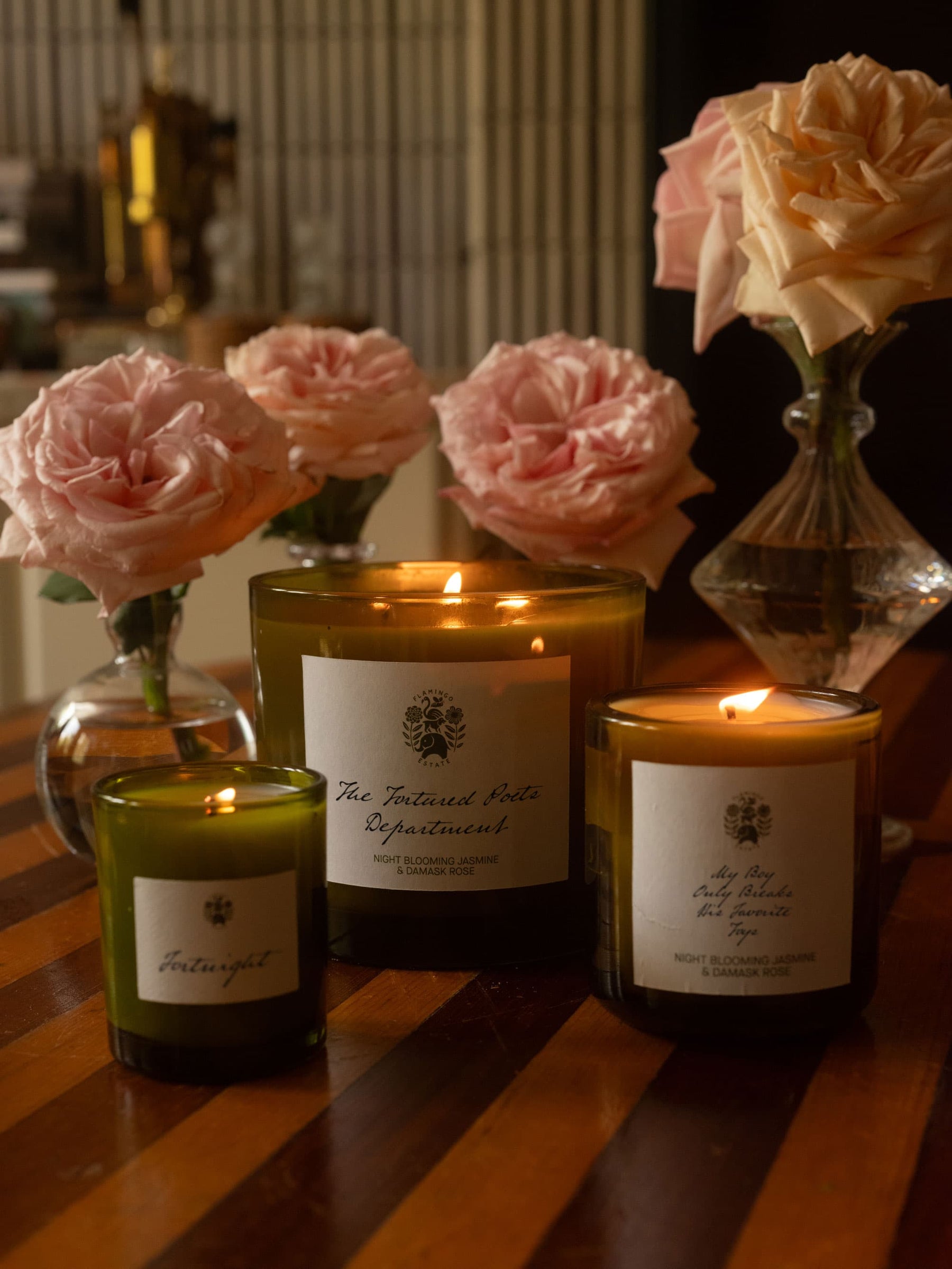 Personalized Night Blooming Jasmine & Damask Rose Candle - Flamingo Estate