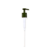 A green and white pump dispenser stands upright.